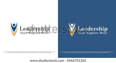 Leadership logo design illustration. Silhouette of successful person success great job career position rank job office company business leader boss. Modern abstract minimal simple flat icon symbol.