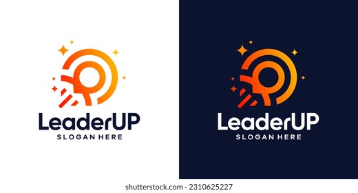 Diseño de logotipo de liderazgo con logotipo de líder, Inicio de inicio y diseño de ubicación de pin ilustración vectorial gráfica. Símbolo, icono, creativo.