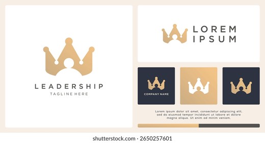 Leadership logo design people with crown