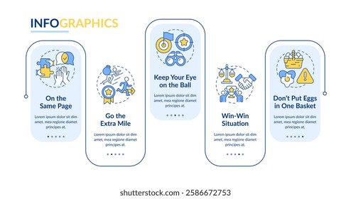 Leadership management rectangle infographic vector. Collaboration, teamwork. Partnership, goal. Data visualization with 5 steps. Editable rectangular options chart