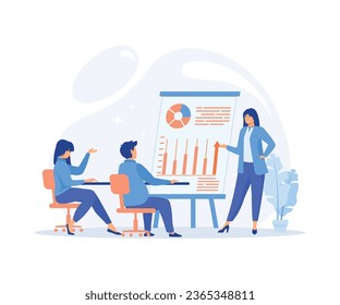 Leadership mentoring concept. Coach speaker speaks to the audience. Business education and coaching, flat vector modern illustration