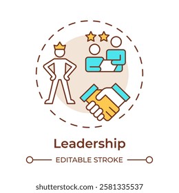 Leadership multi color concept icon. Ability to inspire team for goals achievement. Line manager skill. Round shape line illustration. Abstract idea. Graphic design. Easy to use in presentation