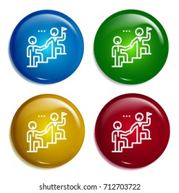 Leadership multi color gradient glossy badge icon set. Realistic shiny badge icon or logo mockup