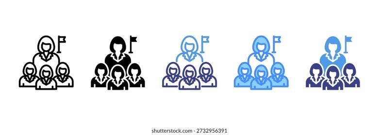 Conjunto de iconos de estilo múltiple de liderazgo