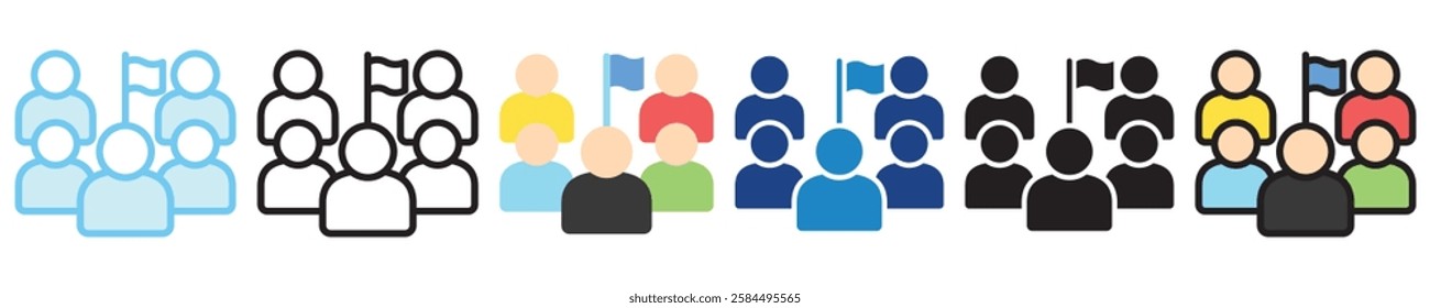 Leadership multi-style icon, outline, flat, glyph, dual tone, line color. For UI, UX, app and web development, digital or print. for industry, education, business, financial, Human Resources theme. 
