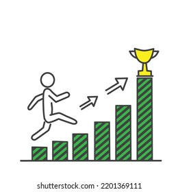 Leadership needs icon, career ladder, business challenge, growth success, increase progress, thin line symbol - editable stroke vector illustration.