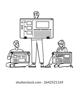 leadership niche authority vector. knowledge reputation, dominance recognition, prominence mastery leadership niche authority character. people black line pencil drawing illustration