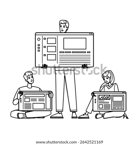 leadership niche authority vector. knowledge reputation, dominance recognition, prominence mastery leadership niche authority character. people black line pencil drawing illustration