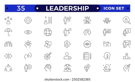 Leadership Outline Icons set. Vector illustration in modern thin line style of management icons: leader, delegation, control, responsibility, and more. Pictograms and infographics.
