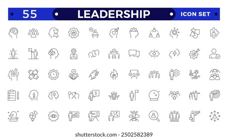 Leadership Outline Icons set. Vector illustration in modern thin line style of management icons: leader, delegation, control, responsibility, and more. Pictograms and infographics.
