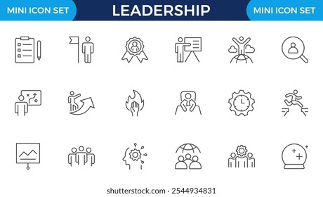 Leadership Outline Icons set. Vector illustration in modern thin line style of management icons: leader, delegation, control, responsibility, and more. Pictograms and infographics.