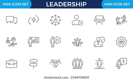 Leadership Outline Icons set. Vector illustration in modern thin line style of management icons: leader, delegation, control, responsibility, and more. Pictograms and infographics.