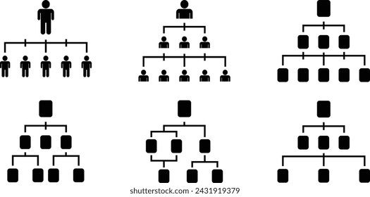Leadership people structure. Teamwork sign. Employees company icon set vector illustration.