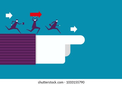 Leadership pointing and teamwork to success. Vector illustration business success concept.