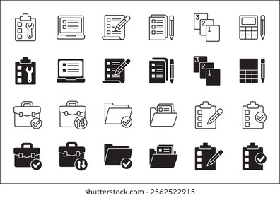 Leadership professional icon set. Task and job icons. Containing icons of occupation, assignment, management, business, motivation, specialist, briefcase, accounting, list. Vector illustration