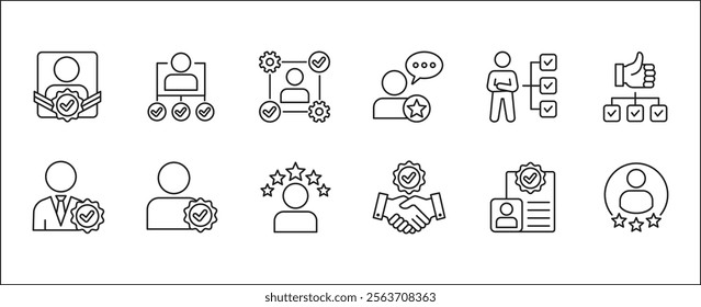 Leadership professional icon set. Task and job icons. Containing icons of occupation, assignment, management, business, motivation, specialist, briefcase, accounting, list. Thin line icon design.