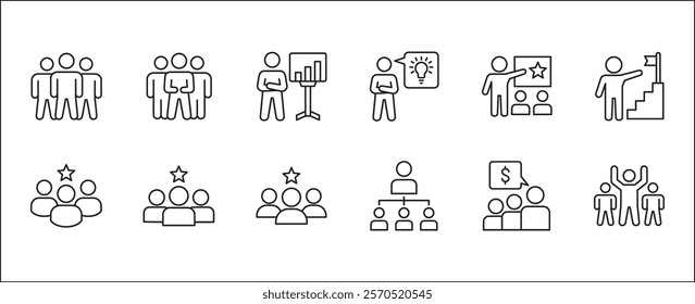 Leadership professional icon set. Task and job icons. Containing icons of occupation, assignment, management, business, motivation, specialist, briefcase, accounting, list. Thin line icon design.