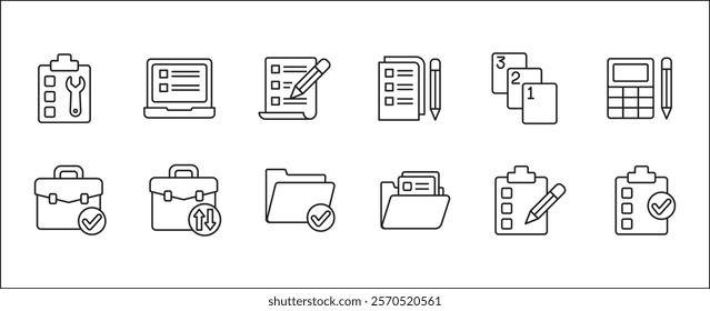 Leadership professional icon set. Task and job icons. Containing icons of occupation, assignment, management, business, motivation, specialist, briefcase, accounting, list. Thin line icon design.