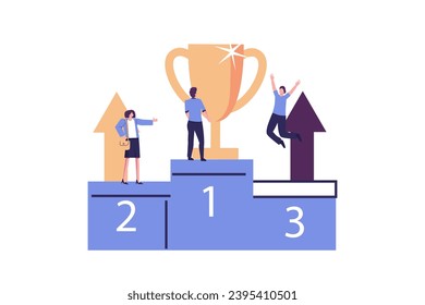 leadership qualities in a creative team, successful career flat vector illustration design