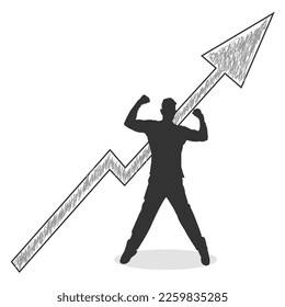 Leadership to reach business success. Businessman expressing success. Business concept of goals, success, ambition, achievement and challenges