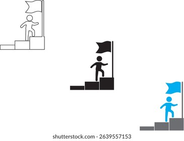 Leadership to reach business success. Businessman running to the top of the graph. Business concept of goals, success, ambition, achievement and challenges