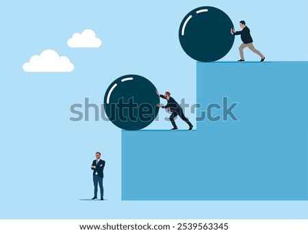 Leadership rivalry. Conflict and argument between colleagues, difference opinion, disagree, confrontation. Flat vector illustration