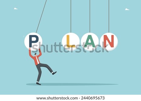 Leadership in setting plan or course for business development, motivation in achieving business goals, determination for great success and heights in work, leader launches balls with plan.