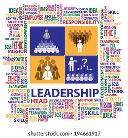 Leadership sign and symbol presented by illustration and letter jigsaw