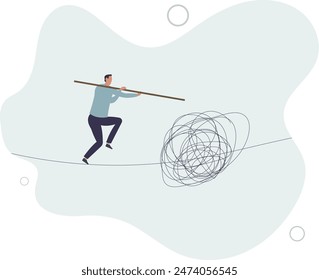 Leadership skill to lead company in crisis situation, manage to solve risky problem concept.flat illustration.