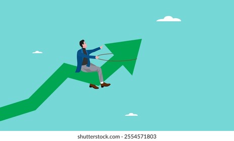 Leadership skill to lead company direction, wisdom to determine business decisions, provide direction to encourage business growth, professional businessman controls the business growth graph