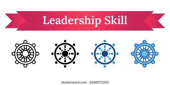 Leadership Skill Multi Style - Ship steering wheel symbolizing leadership, control, and decision-making