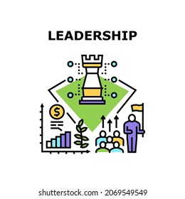 Leadership Skill Vector Icon Concept. Leadership Skill For Educate And Managing Team Colleagues, Increase Sales And Money Profit. Strategy Planning And Monitoring Working Process Color Illustration