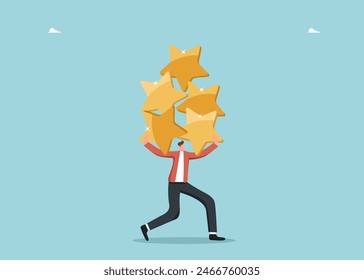 Leadership skills in achieving business goals, intelligence or motivation for success or high results, hard work to achieve excellence in work, a man has a hard time holding many stars.