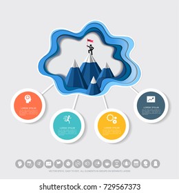 Leadership skills infographic template with four steps or options, Communicates data through charts, graphs, Make facts and statistics more interesting, Make data-driven arguments easier to understand