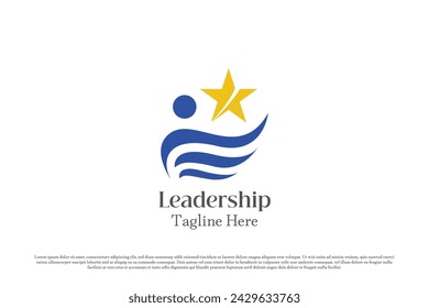 Leadership star silhouette logo design illustration. Leader corporate office service staff job teamwork guy supervisor boss lead business senior. Abstract modern minimal simple icon symbol.