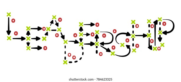 Leadership strategy concept vector with green and red marks on white tactic board