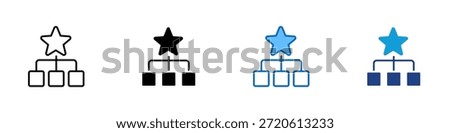 Leadership Structure Multiple Style Icon Design Vector - hierarchical structure with a star symbol on top representing leadership, authority, and team management