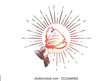 Leadership, success, achievement concept sketch. Hand drawn isolated vector