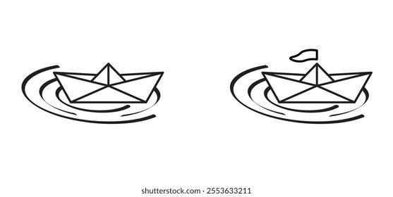 Leadership, success or target concept. Business training or team, ambition, motivation. Routes, follow the business opportunities. Cartoon paper boat, paper ship. Paper sailing boats. Folded ships 