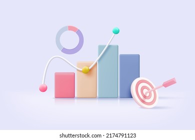 Leadership for successful new idea. under creative solution concept in 3D vector render on white background. 3d goal for business, bank, finance. 3d investment graph vector icon render illustration