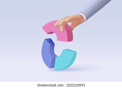 Leadership for successful new idea. under creative solution concept in 3D vector render on white background. 3d goal for business, bank, finance. 3d investment graph vector icon render illustration