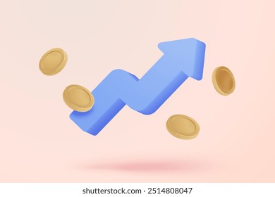 Leadership for successful new idea. under creative solution concept in 3D vector render on white background. 3d goal for business, bank, finance. 3d investment graph vector icon render illustration