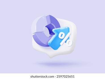 Leadership for successful new idea. under creative solution concept in 3D vector render on white background. 3d goal for business, bank, finance. 3d investment graph vector icon render illustration