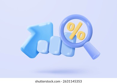 Liderança para uma nova ideia bem sucedida. sob o conceito de solução criativa em vetor 3D renderiza sobre fundo branco. Objetivo 3d para negócios, bancos, finanças. ilustração de renderização de ícone de vetor de gráfico de investimento 3d