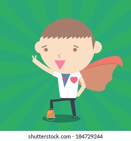 Leadership super hero businessman standing.