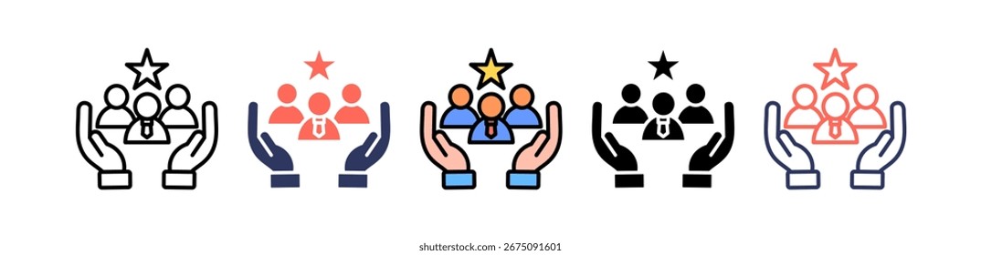 Leadership Support Icon Multiple Vector Illustration