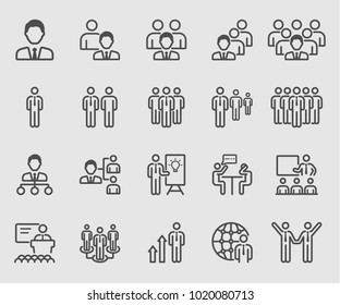 Leadership, Team, Organization, Meeting line icon