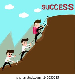 Leadership and team are success in business. Vector Illustration.