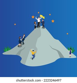 Leadership and teamwork isometric 3d vector illustration concept for banner, website, illustration, landing page, flyer, etc.