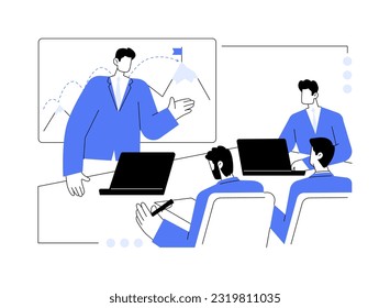 Leadership training abstract concept vector illustration. Group of multiethnic workers at leadership course, corporate business, office lifestyle, employees training program abstract metaphor.